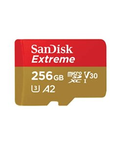 SanDisk 256GB Extreme microSDXC UHS-I Memory Card with Adapter - Up to 190MB/s, C10, U3, V30, 4K, 5K, A2, Micro SD Card - SDSQXAV-256G-GN6MA